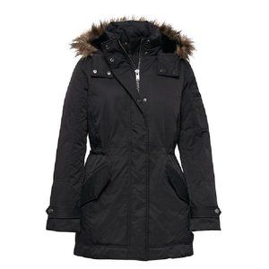Banana Republic XSP Black Water Resistant Faux Fur Hooded Parka Jacket